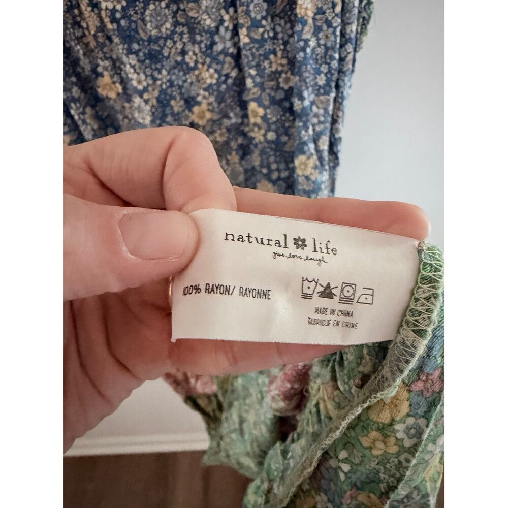 Natural Life Floral Patchwork Tiered Multicolor Floral Babydoll Dress - Size M - Picture 5 of 7